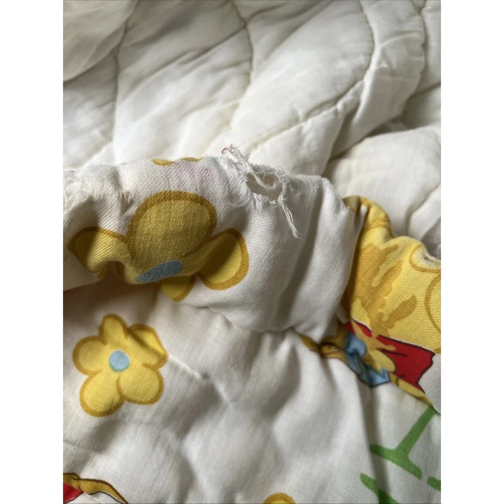 Vtg Walt Disney Productions Winnie The Pooh Baby Blanket Toddler Quilt - Damaged
